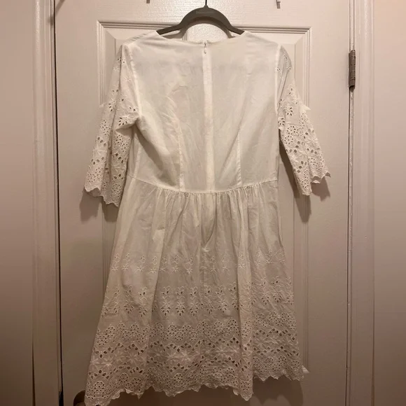 Madewell White Eyelet Dress, Size 2 - Picture 6 of 7